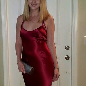 Burgundy Floral Cutout Halter Gown